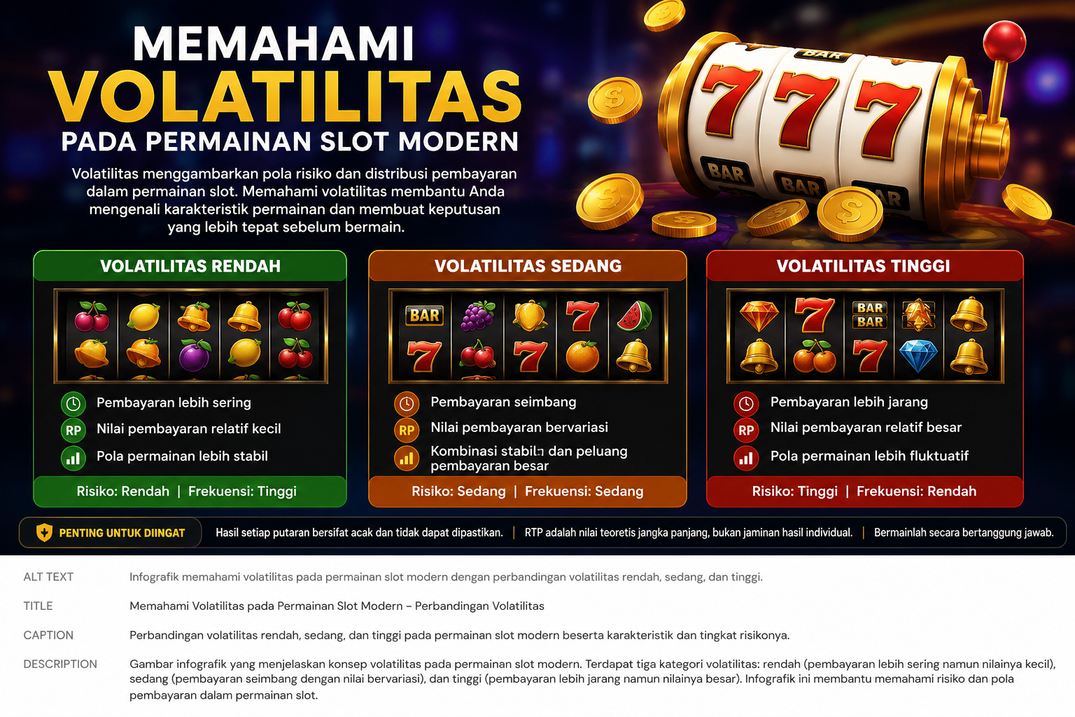 Ilustrasi volatilitas pada permainan slot modern dengan grafik dan data permainan