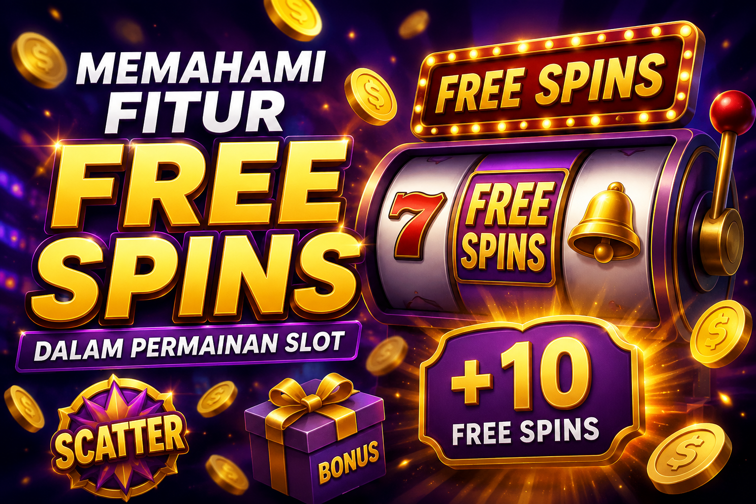 Ilustrasi fitur Free Spins dalam permainan slot