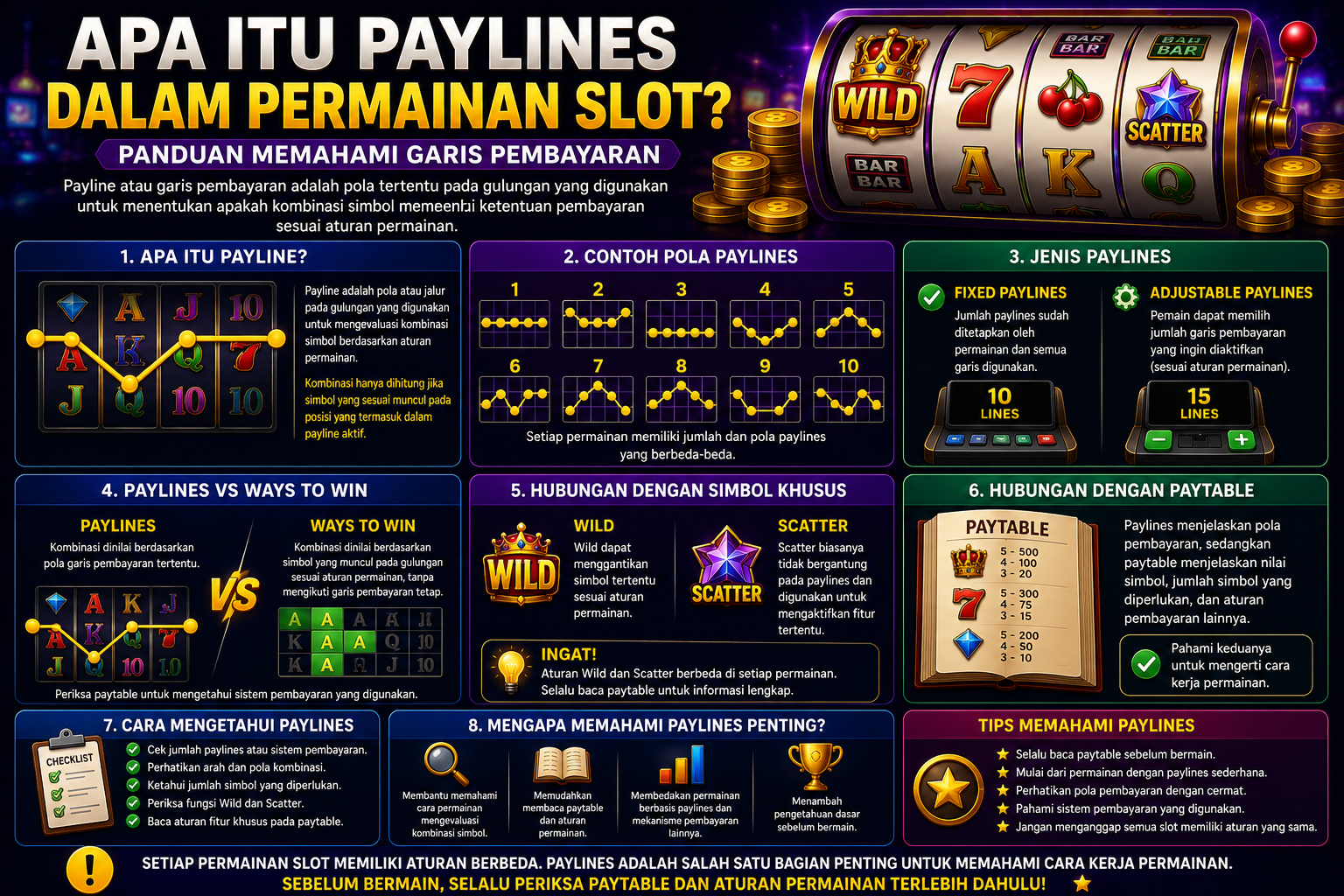 Apa Itu Paylines dalam Permainan Slot? Panduan Memahami Garis Pembayaran
